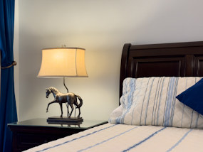 Here is the master bedroom in this Pointe Royale Branson condo.